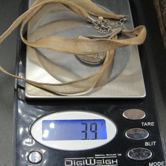 18" Sterling Silver Tarnished Rose Quartz Stone Pendant Necklace Vintage - Picture 7 of 7